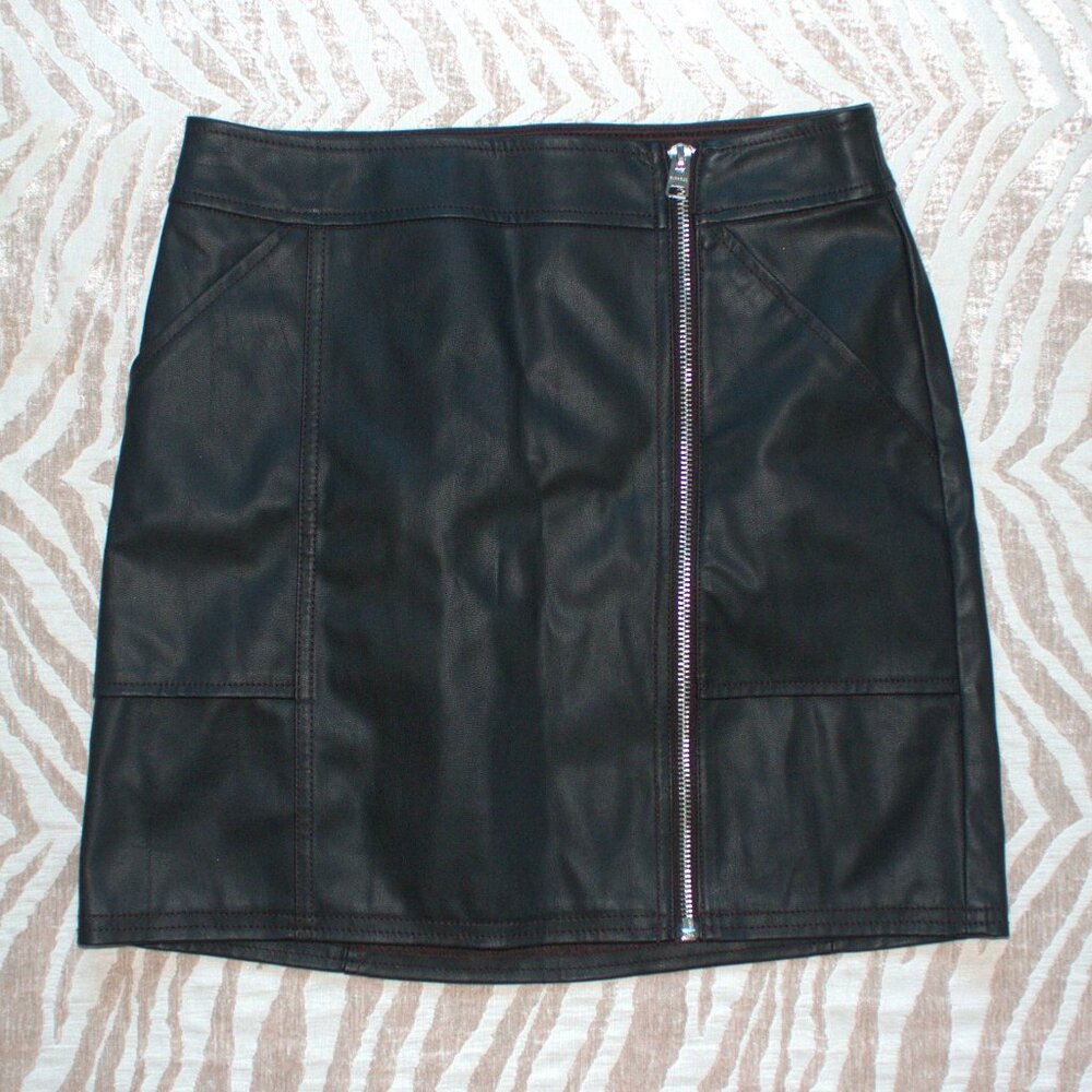 Express Faux Leather Zip-Up Mini Skirt